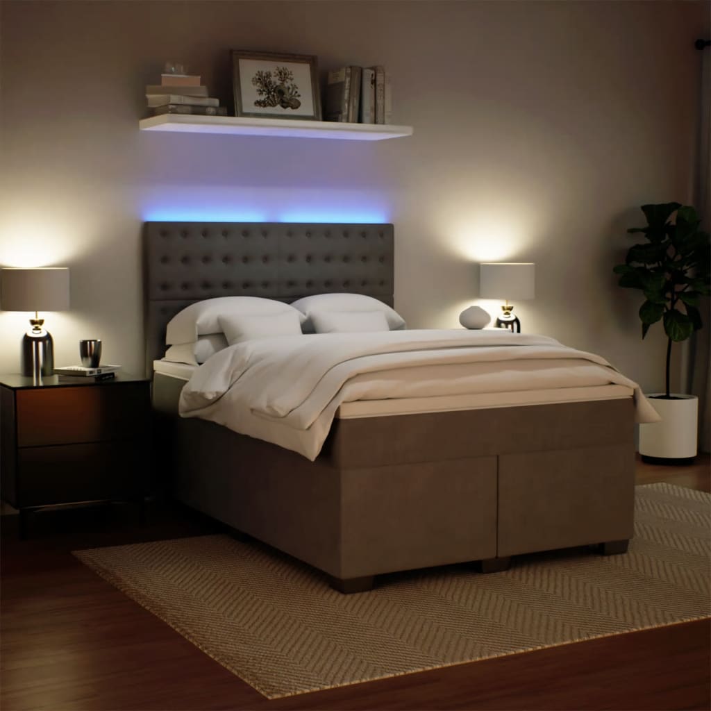 Boxspring met matras fluweel lichtgrijs 160x200 cm is nu te koop bij PeponiXL, paradijselijk wonen!