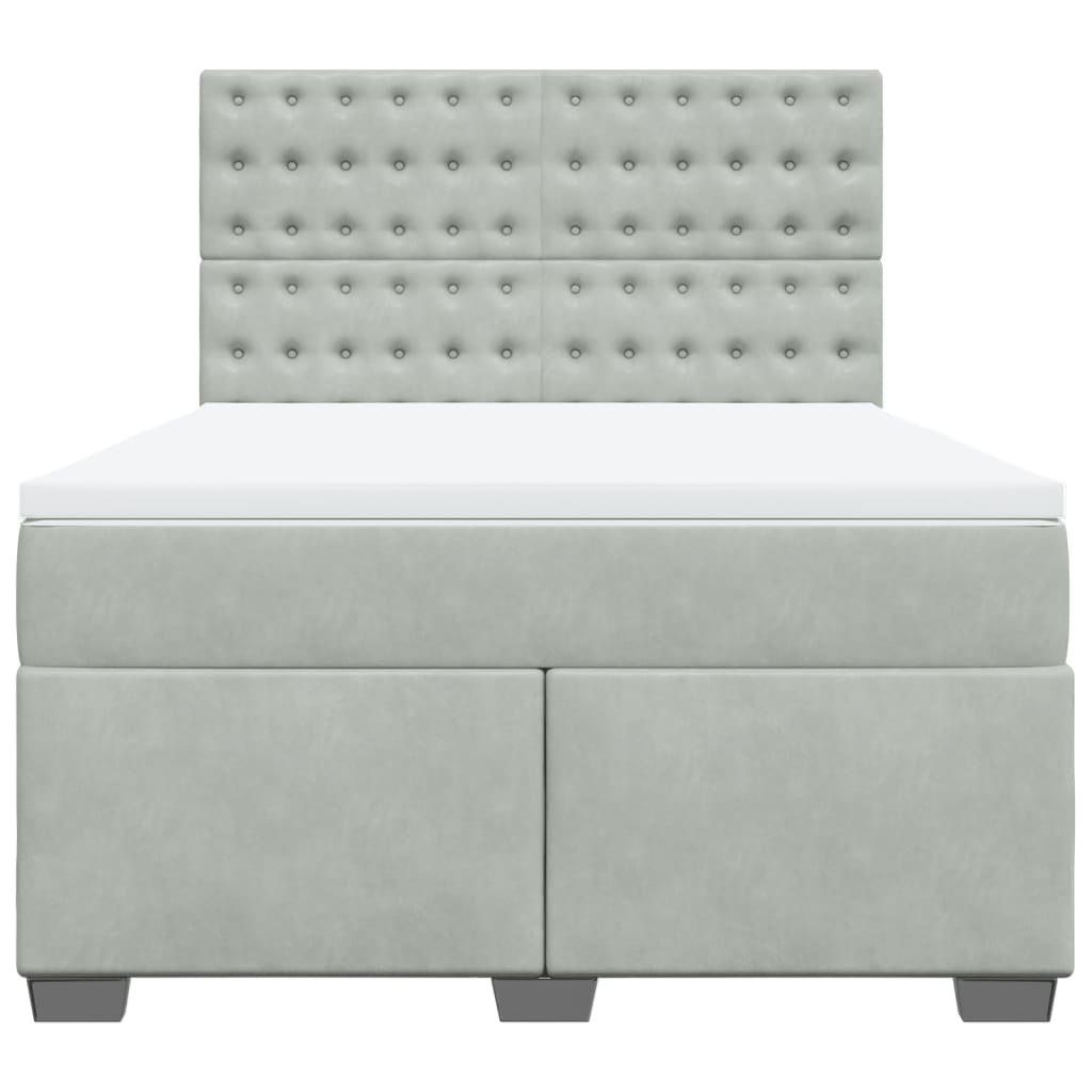 Boxspring met matras fluweel lichtgrijs 160x200 cm is nu te koop bij PeponiXL, paradijselijk wonen!