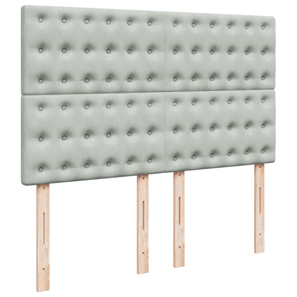 Boxspring met matras fluweel lichtgrijs 160x200 cm is nu te koop bij PeponiXL, paradijselijk wonen!