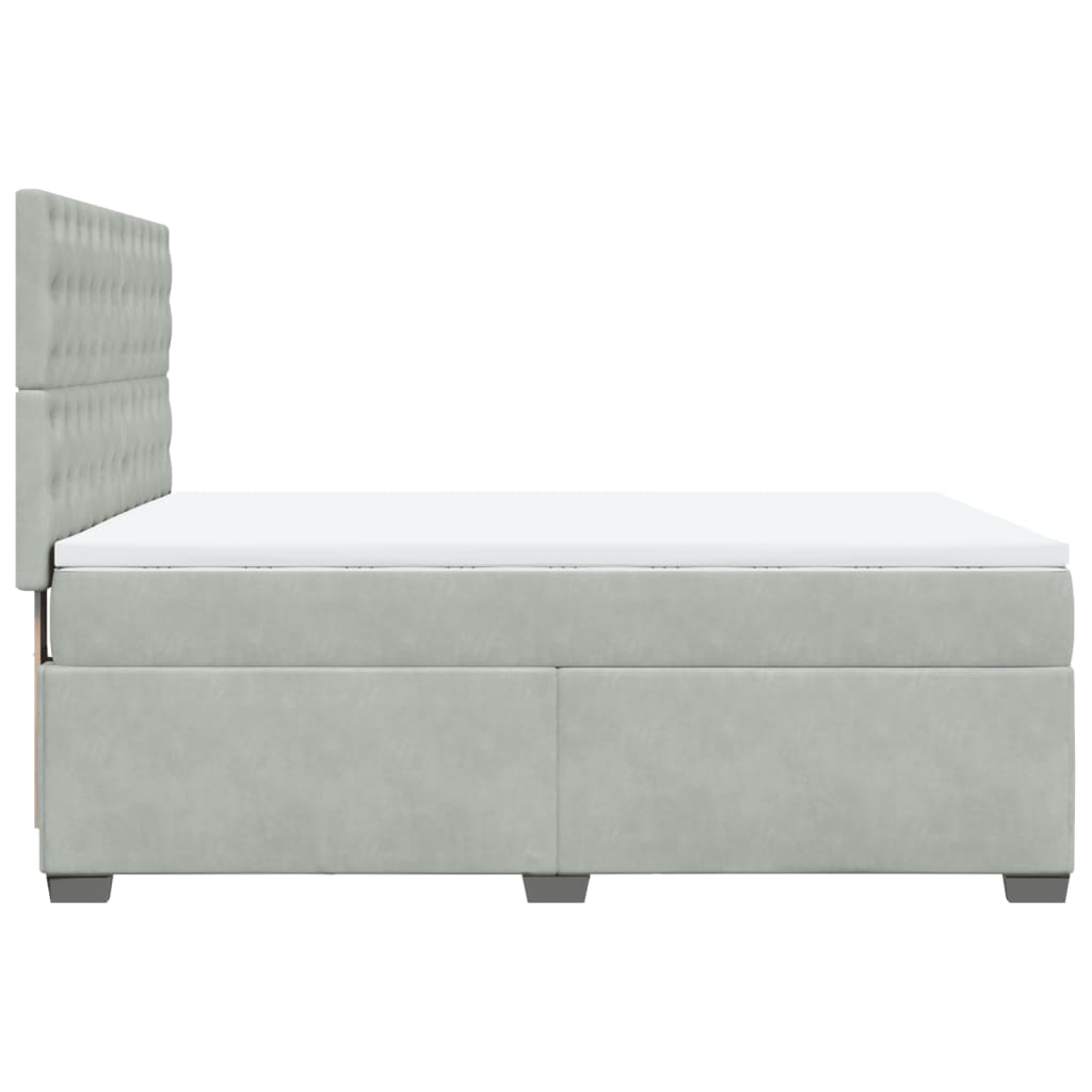 Boxspring met matras fluweel lichtgrijs 160x200 cm is nu te koop bij PeponiXL, paradijselijk wonen!