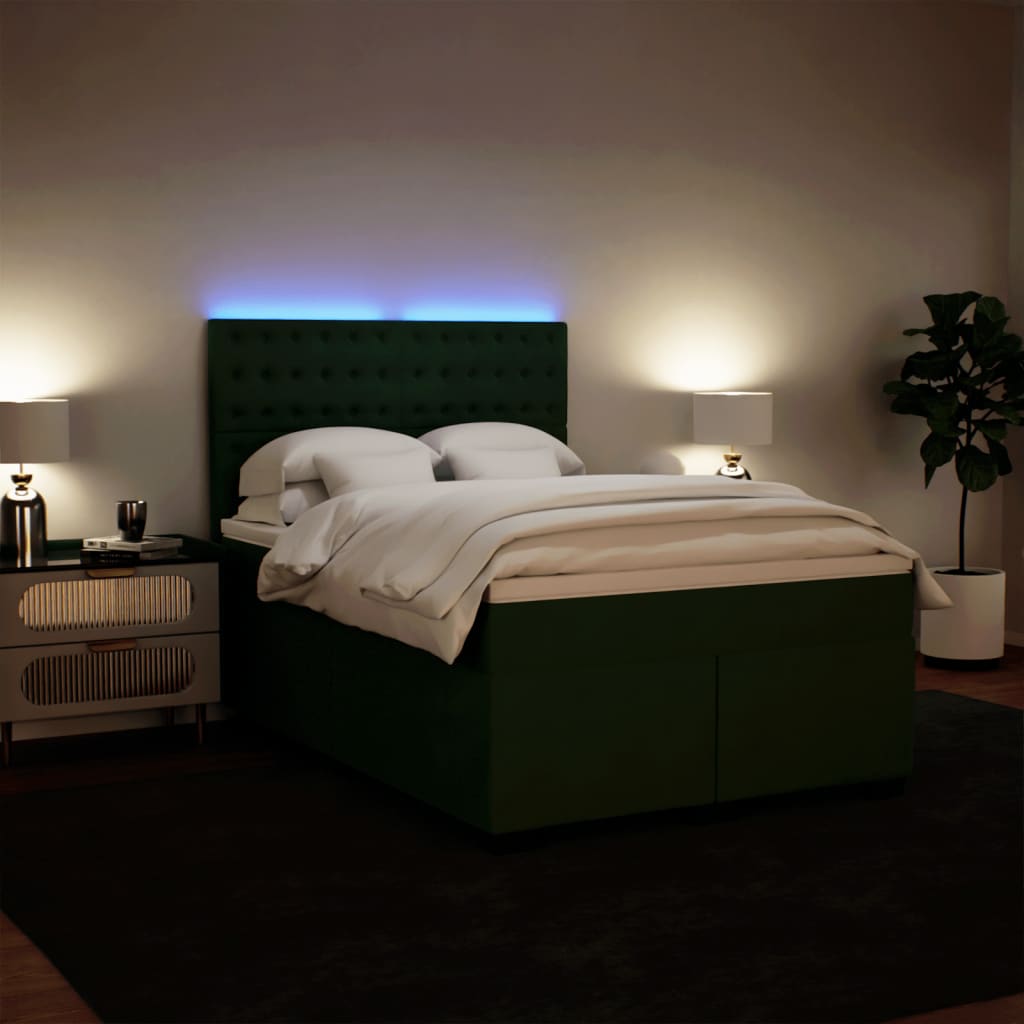 Boxspring met matras fluweel donkergroen 160x200 cm is nu te koop bij PeponiXL, paradijselijk wonen!