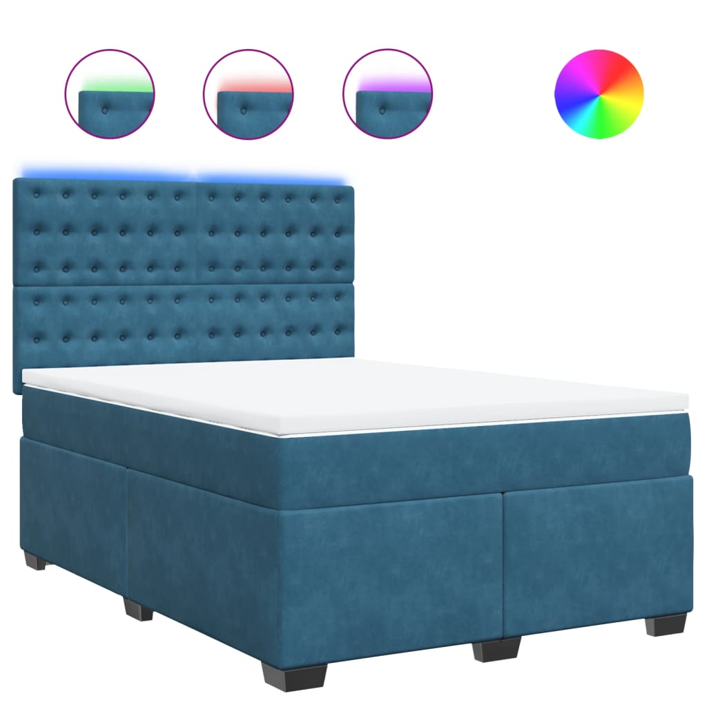 Boxspring met matras fluweel blauw 160x200 cm is nu te koop bij PeponiXL, paradijselijk wonen!