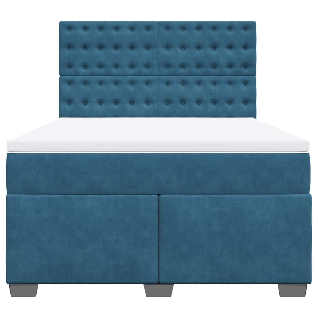 Boxspring met matras fluweel blauw 160x200 cm is nu te koop bij PeponiXL, paradijselijk wonen!