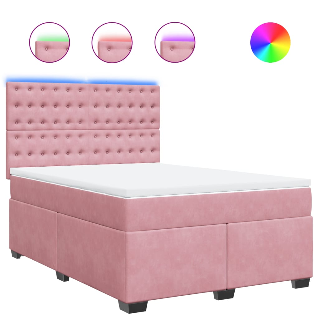 Boxspring met matras fluweel roze 160x200 cm is nu te koop bij PeponiXL, paradijselijk wonen!