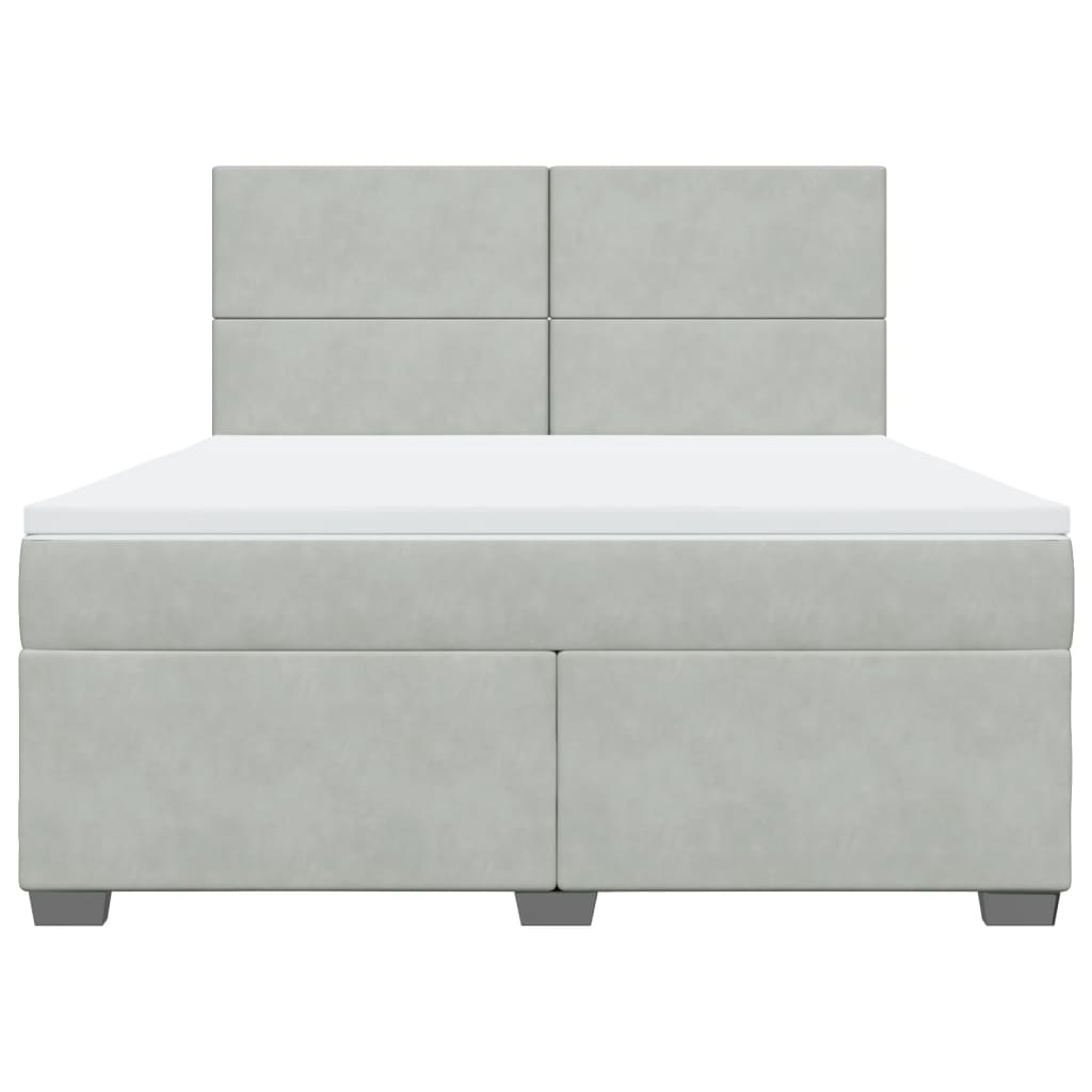 Boxspring met matras fluweel lichtgrijs 180x200 cm is nu te koop bij PeponiXL, paradijselijk wonen!