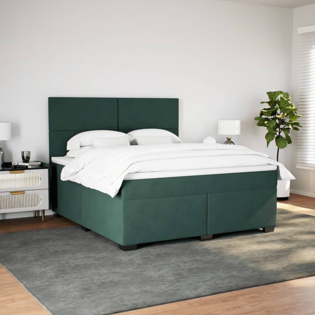 Boxspring met matras fluweel donkergroen 180x200 cm is nu te koop bij PeponiXL, paradijselijk wonen!