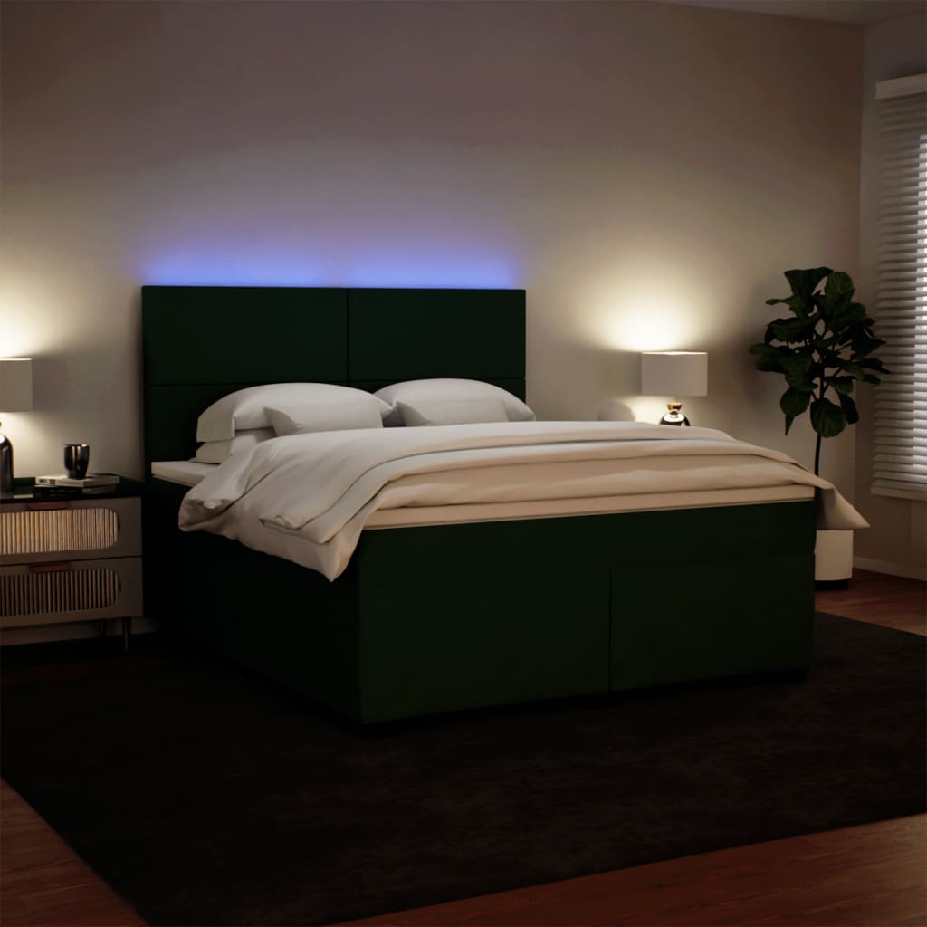 Boxspring met matras fluweel donkergroen 180x200 cm is nu te koop bij PeponiXL, paradijselijk wonen!