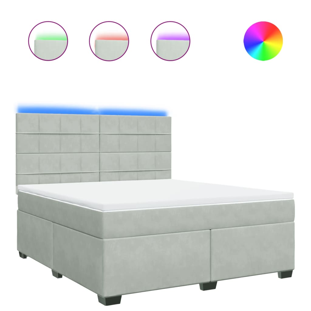 Boxspring met matras fluweel lichtgrijs 180x200 cm is nu te koop bij PeponiXL, paradijselijk wonen!