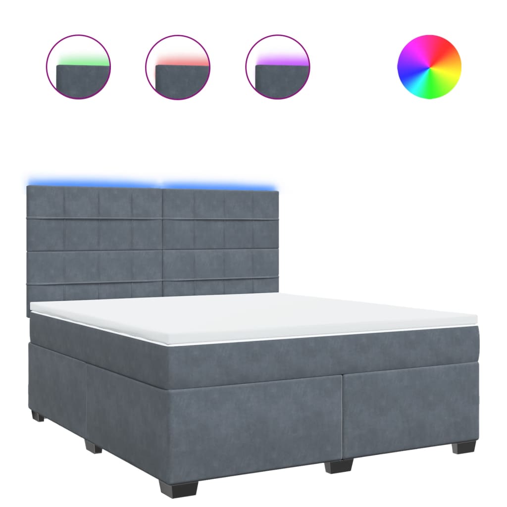 Boxspring met matras fluweel donkergrijs 180x200 cm is nu te koop bij PeponiXL, paradijselijk wonen!