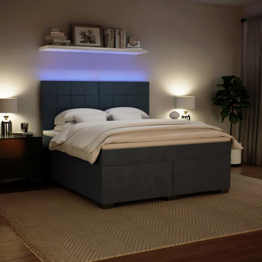 Boxspring met matras fluweel donkergrijs 180x200 cm is nu te koop bij PeponiXL, paradijselijk wonen!