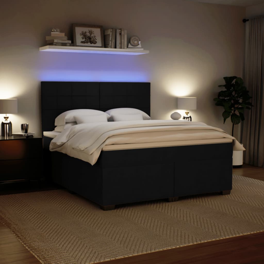 Boxspring met matras fluweel zwart 180x200 cm is nu te koop bij PeponiXL, paradijselijk wonen!