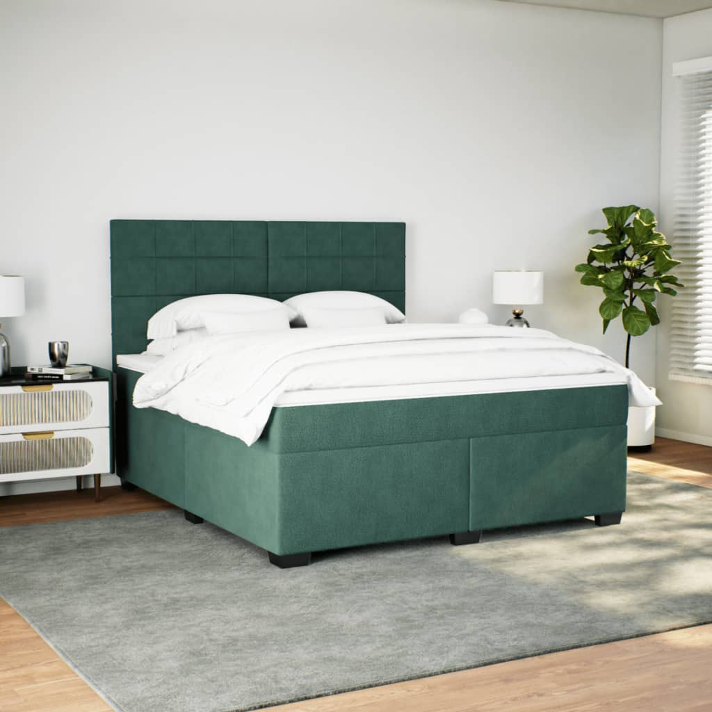 Boxspring met matras fluweel donkergroen 180x200 cm is nu te koop bij PeponiXL, paradijselijk wonen!