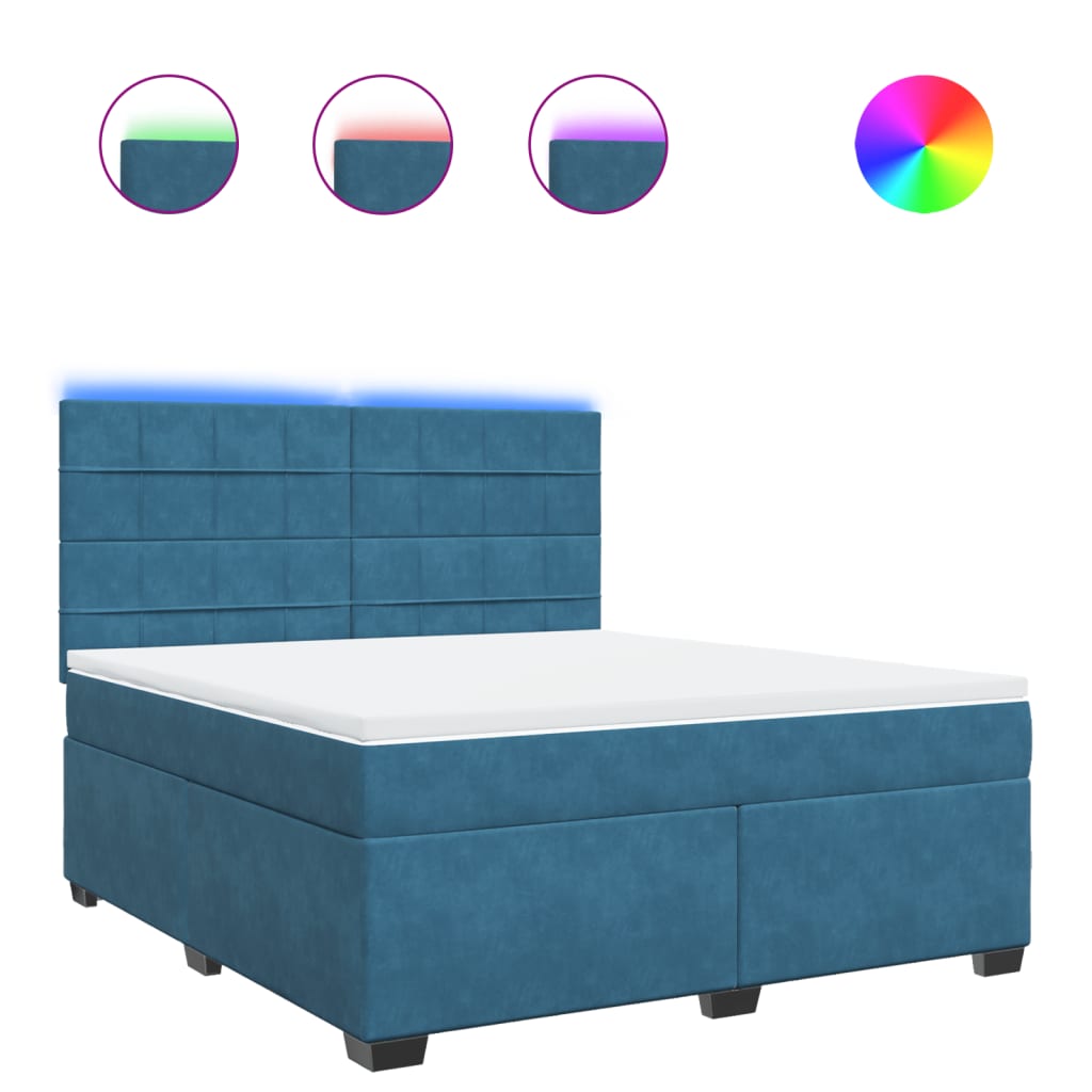 Boxspring met matras fluweel blauw 180x200 cm is nu te koop bij PeponiXL, paradijselijk wonen!