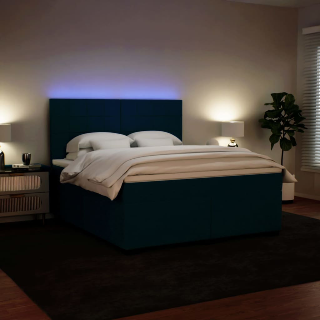 Boxspring met matras fluweel blauw 180x200 cm is nu te koop bij PeponiXL, paradijselijk wonen!