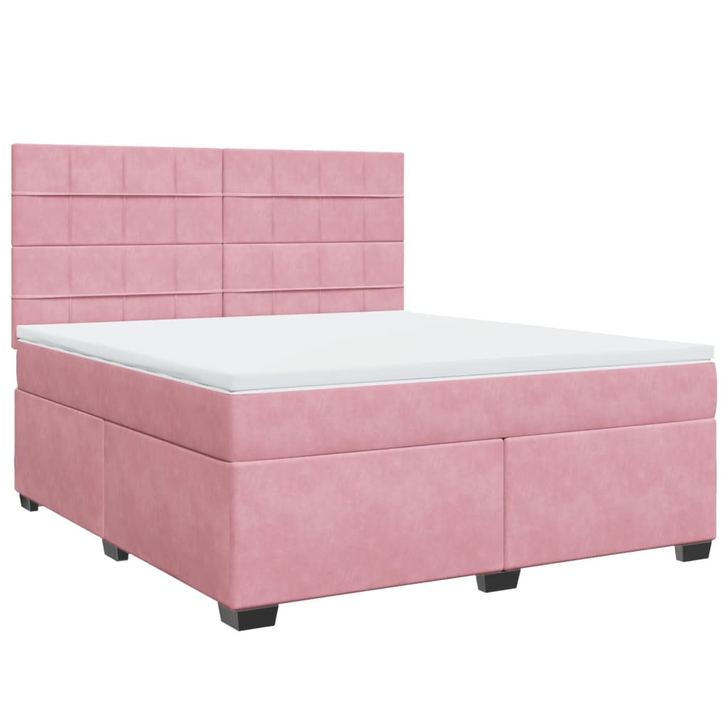 Boxspring met matras fluweel roze 180x200 cm is nu te koop bij PeponiXL, paradijselijk wonen!