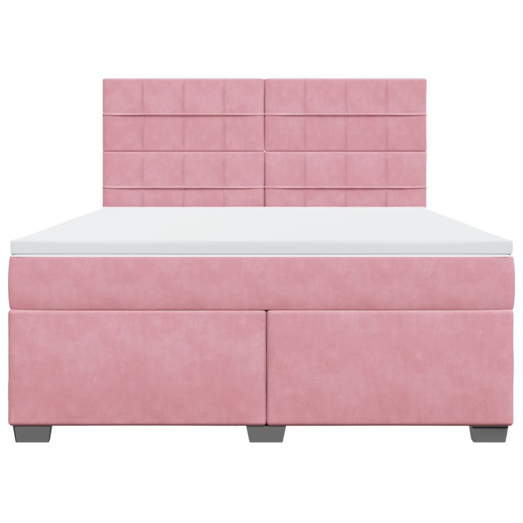 Boxspring met matras fluweel roze 180x200 cm is nu te koop bij PeponiXL, paradijselijk wonen!
