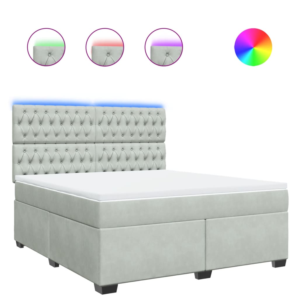 Boxspring met matras fluweel lichtgrijs 180x200 cm is nu te koop bij PeponiXL, paradijselijk wonen!