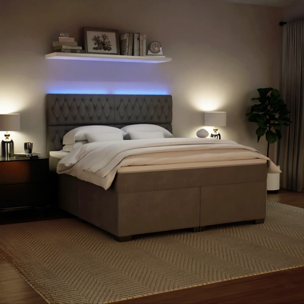 Boxspring met matras fluweel lichtgrijs 180x200 cm is nu te koop bij PeponiXL, paradijselijk wonen!