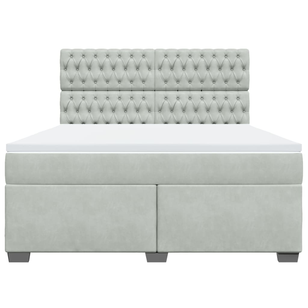Boxspring met matras fluweel lichtgrijs 180x200 cm is nu te koop bij PeponiXL, paradijselijk wonen!