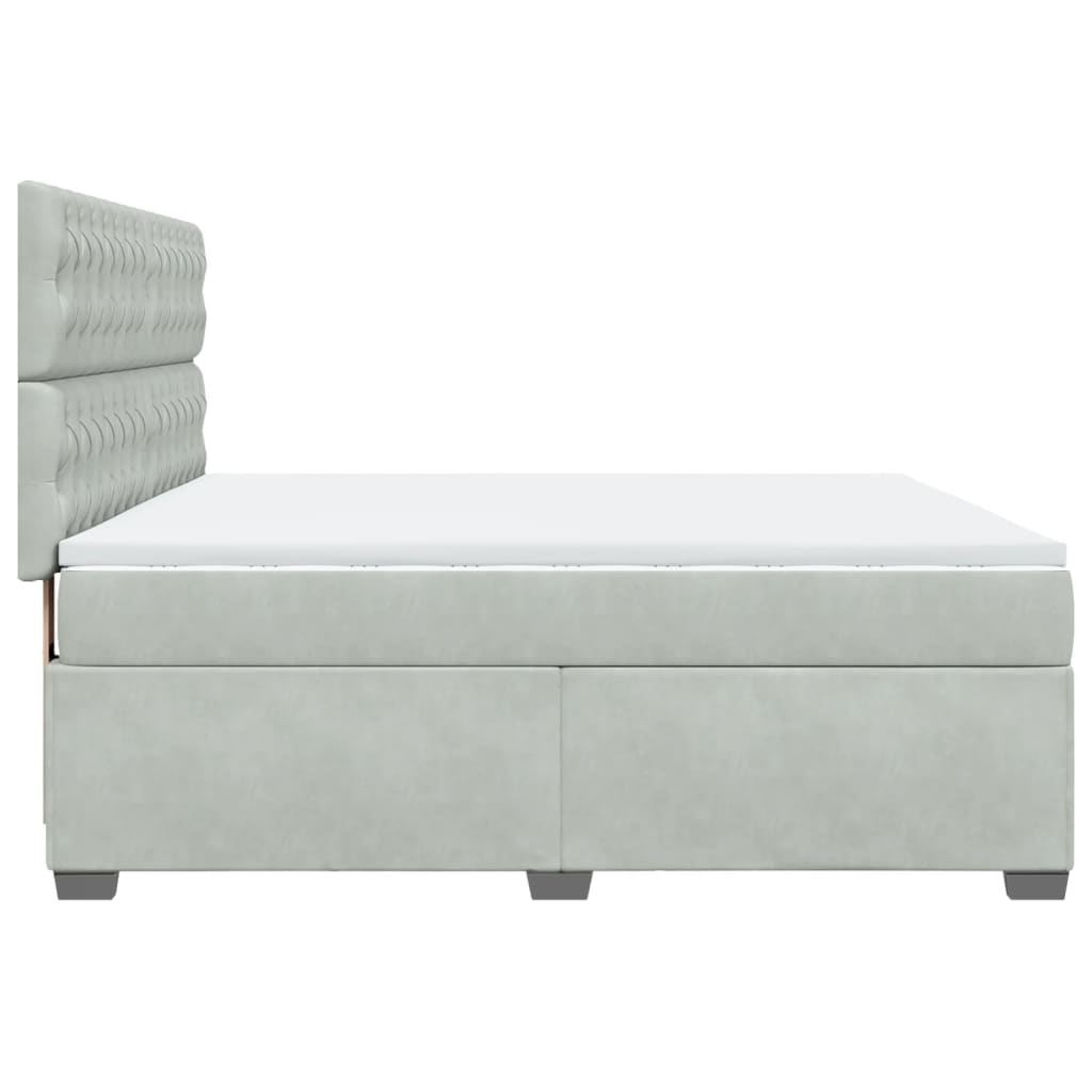 Boxspring met matras fluweel lichtgrijs 180x200 cm is nu te koop bij PeponiXL, paradijselijk wonen!