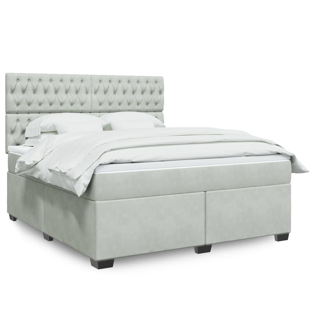 Boxspring met matras fluweel lichtgrijs 180x200 cm is nu te koop bij PeponiXL, paradijselijk wonen!