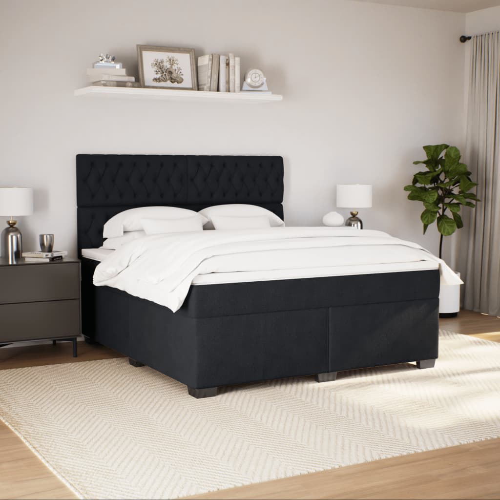 Boxspring met matras fluweel zwart 180x200 cm is nu te koop bij PeponiXL, paradijselijk wonen!