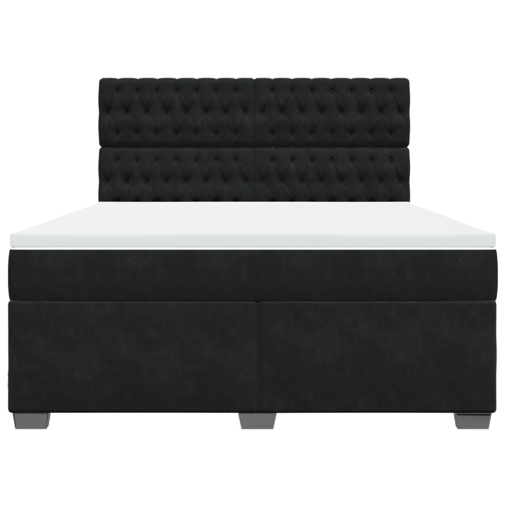Boxspring met matras fluweel zwart 180x200 cm is nu te koop bij PeponiXL, paradijselijk wonen!