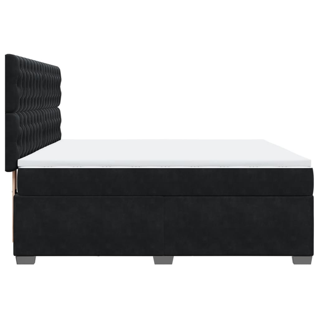 Boxspring met matras fluweel zwart 180x200 cm is nu te koop bij PeponiXL, paradijselijk wonen!