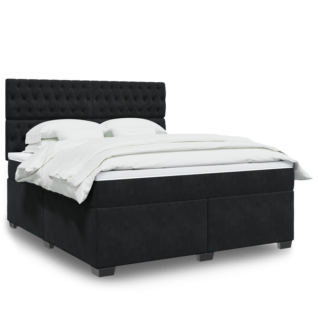 Boxspring met matras fluweel zwart 180x200 cm is nu te koop bij PeponiXL, paradijselijk wonen!
