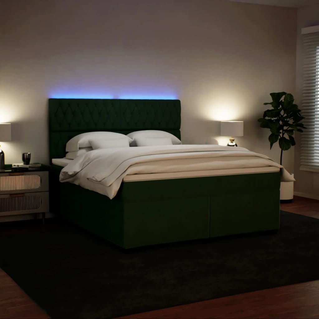 Boxspring met matras fluweel donkergroen 180x200 cm is nu te koop bij PeponiXL, paradijselijk wonen!