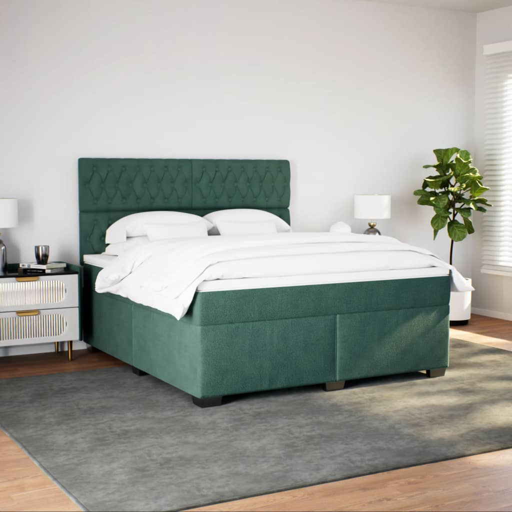Boxspring met matras fluweel donkergroen 180x200 cm is nu te koop bij PeponiXL, paradijselijk wonen!