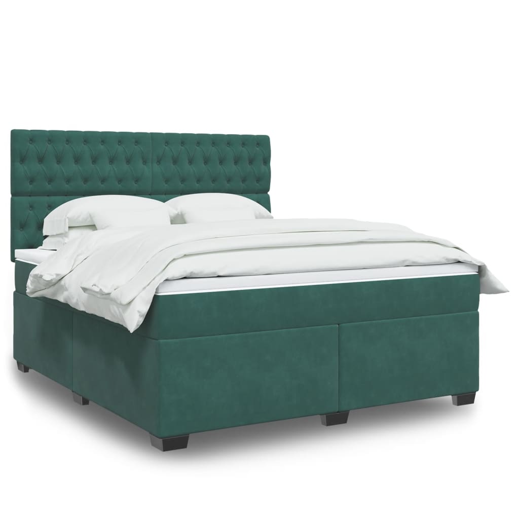 Boxspring met matras fluweel donkergroen 180x200 cm is nu te koop bij PeponiXL, paradijselijk wonen!