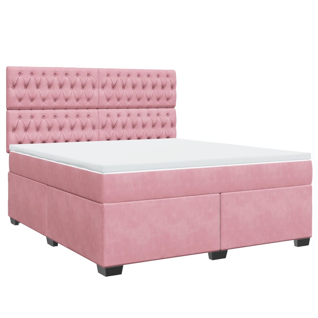 Boxspring met matras fluweel roze 180x200 cm is nu te koop bij PeponiXL, paradijselijk wonen!