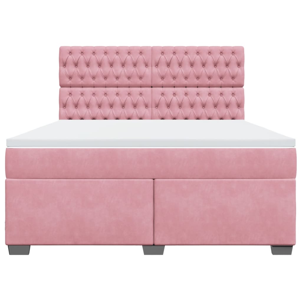 Boxspring met matras fluweel roze 180x200 cm is nu te koop bij PeponiXL, paradijselijk wonen!