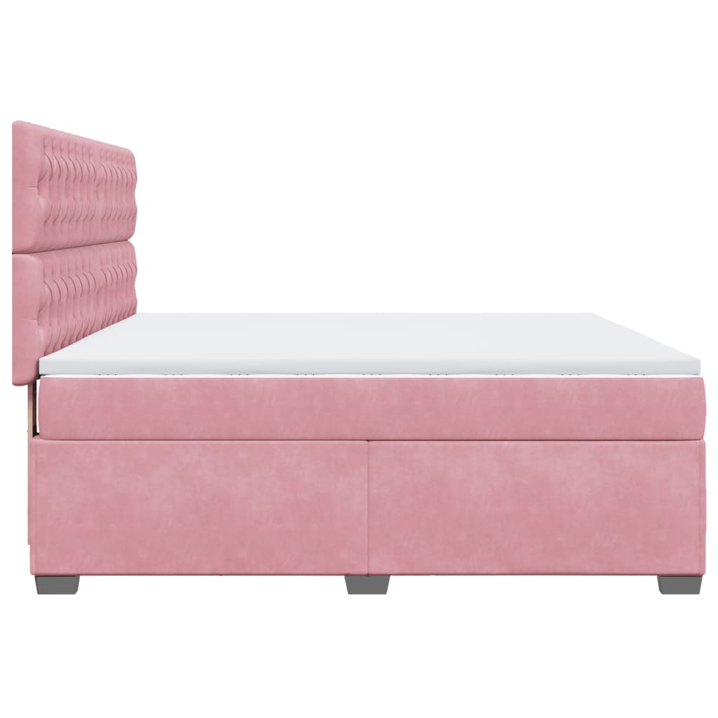 Boxspring met matras fluweel roze 180x200 cm is nu te koop bij PeponiXL, paradijselijk wonen!