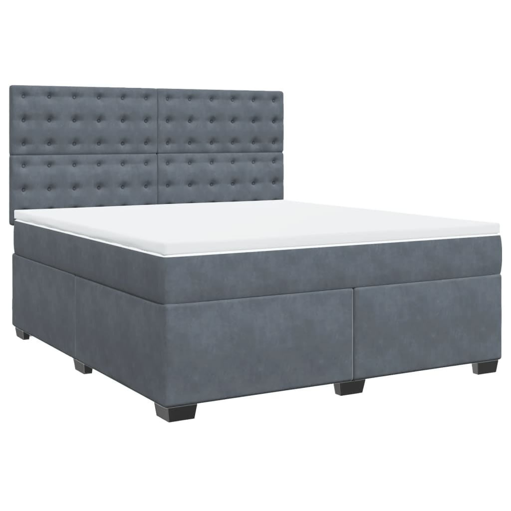 Boxspring met matras fluweel donkergrijs 180x200 cm is nu te koop bij PeponiXL, paradijselijk wonen!