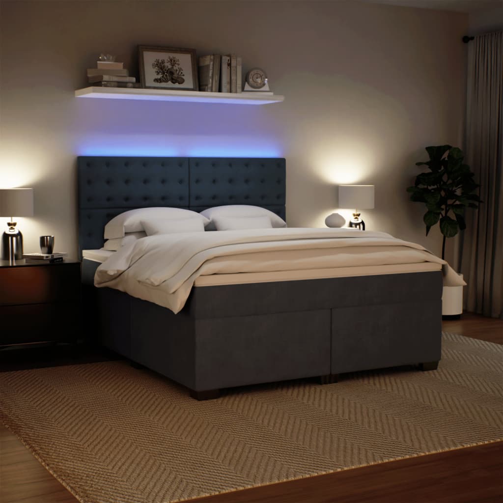 Boxspring met matras fluweel donkergrijs 180x200 cm is nu te koop bij PeponiXL, paradijselijk wonen!