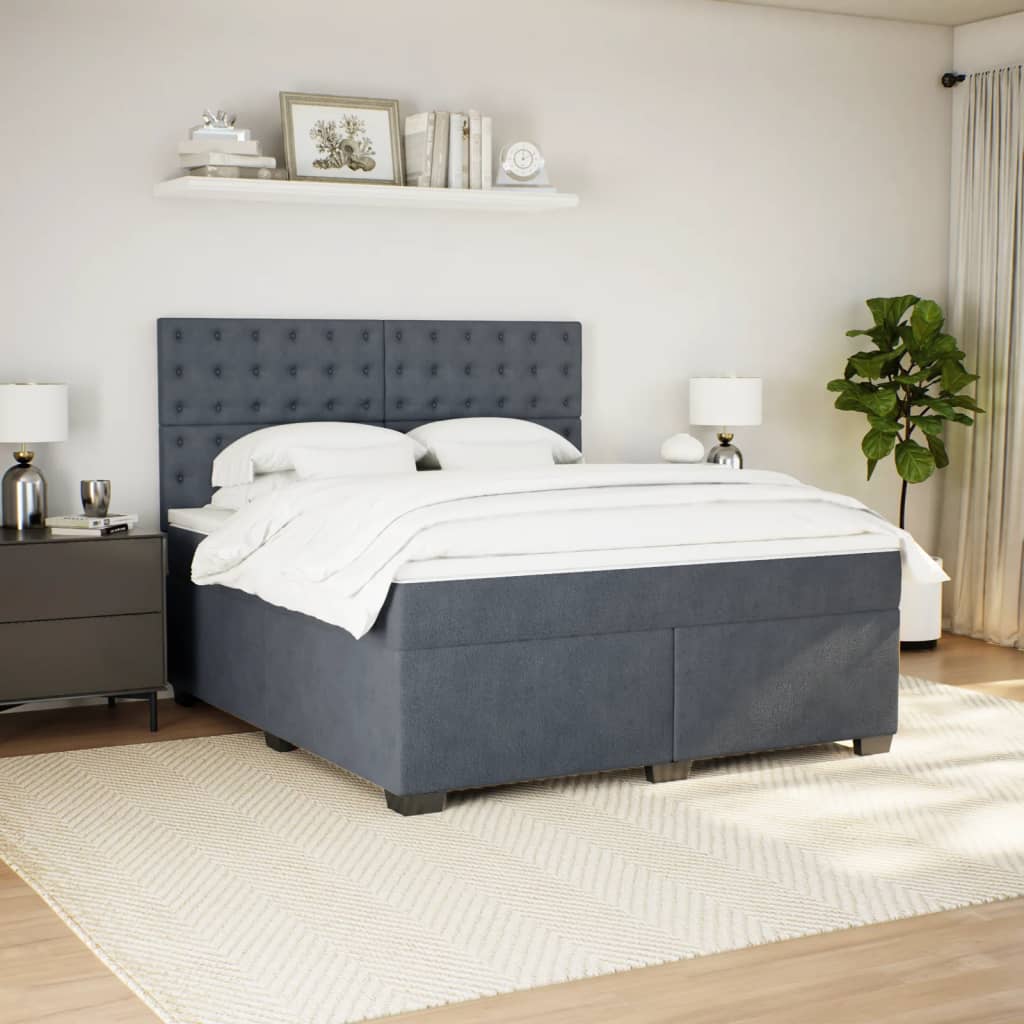 Boxspring met matras fluweel donkergrijs 180x200 cm is nu te koop bij PeponiXL, paradijselijk wonen!