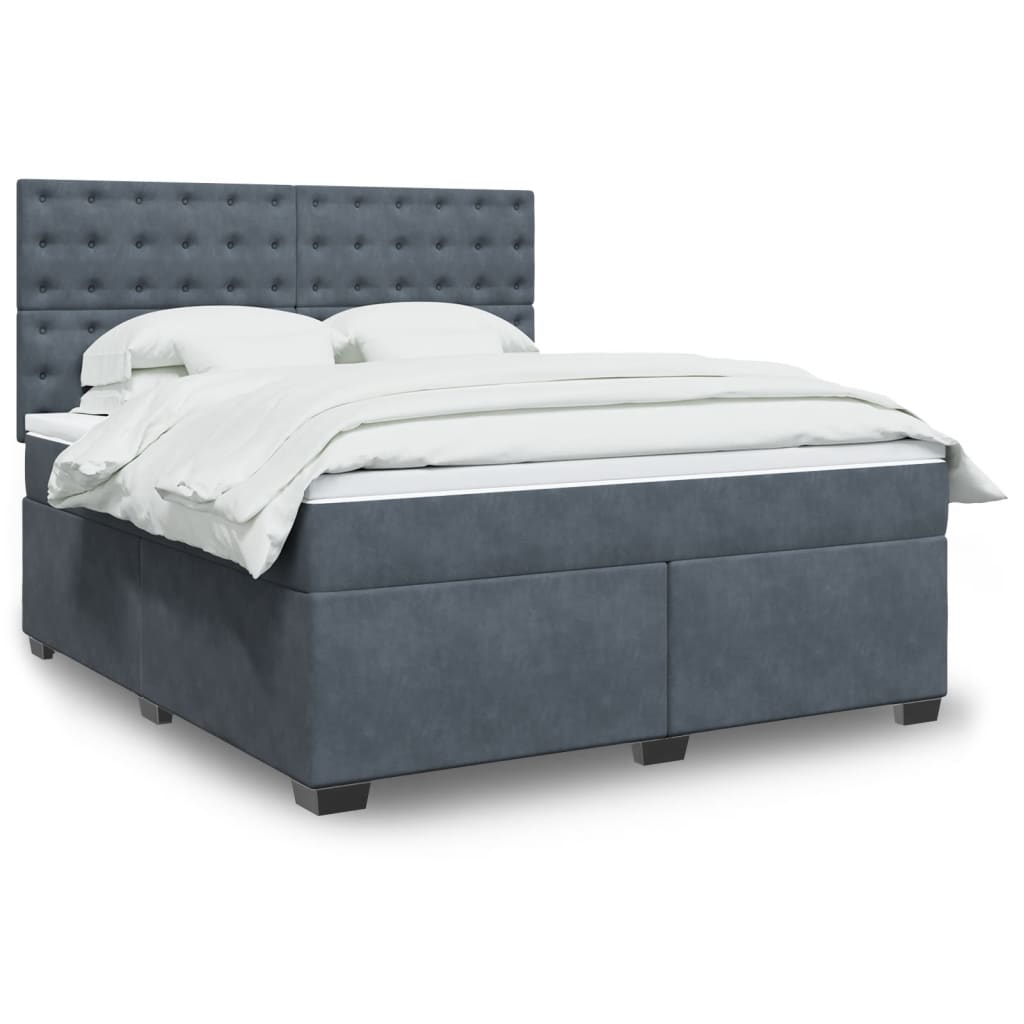 Boxspring met matras fluweel donkergrijs 180x200 cm is nu te koop bij PeponiXL, paradijselijk wonen!
