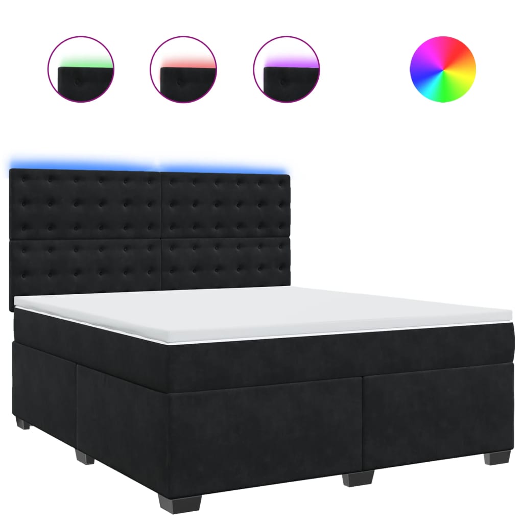 Boxspring met matras fluweel zwart 180x200 cm is nu te koop bij PeponiXL, paradijselijk wonen!