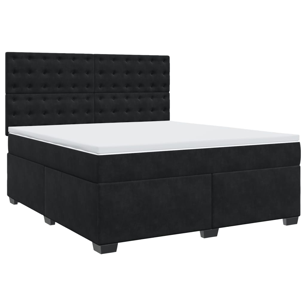 Boxspring met matras fluweel zwart 180x200 cm is nu te koop bij PeponiXL, paradijselijk wonen!