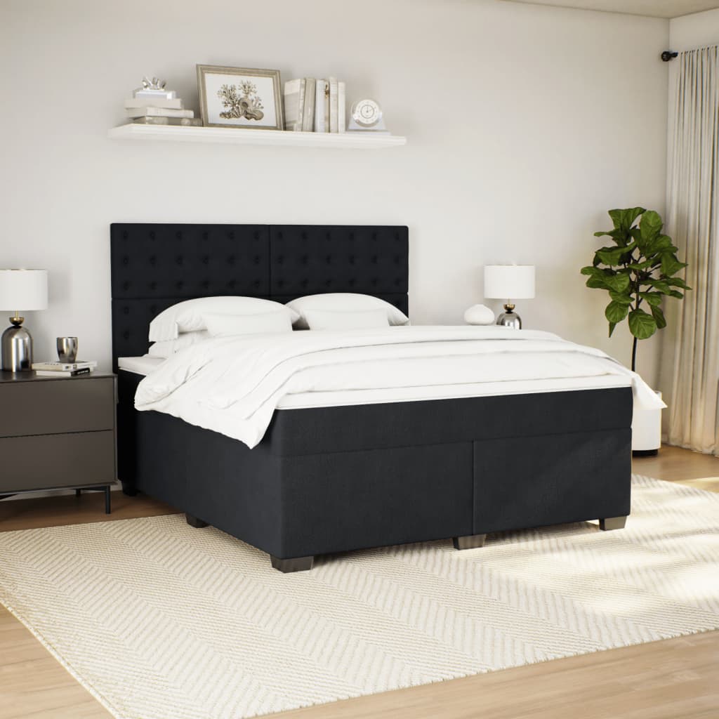 Boxspring met matras fluweel zwart 180x200 cm is nu te koop bij PeponiXL, paradijselijk wonen!
