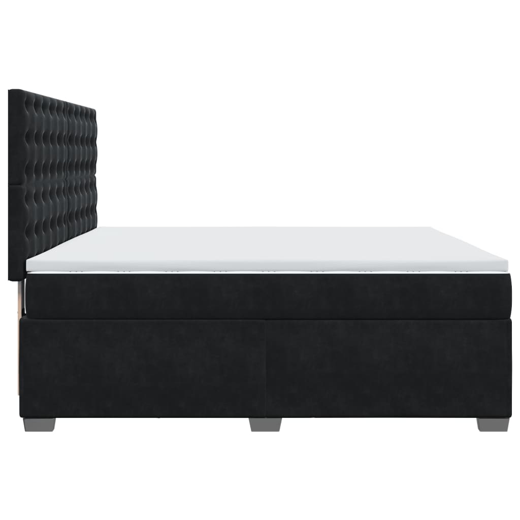 Boxspring met matras fluweel zwart 180x200 cm is nu te koop bij PeponiXL, paradijselijk wonen!