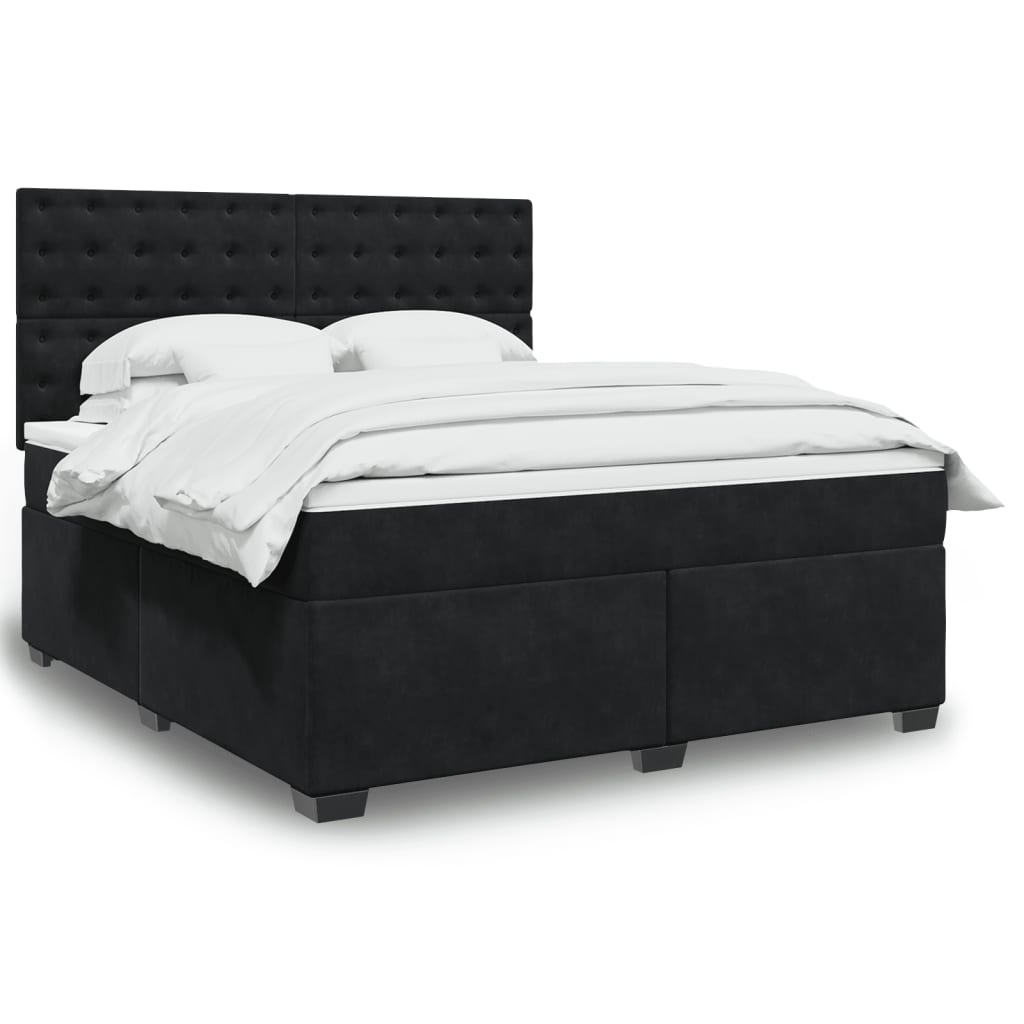 Boxspring met matras fluweel zwart 180x200 cm is nu te koop bij PeponiXL, paradijselijk wonen!