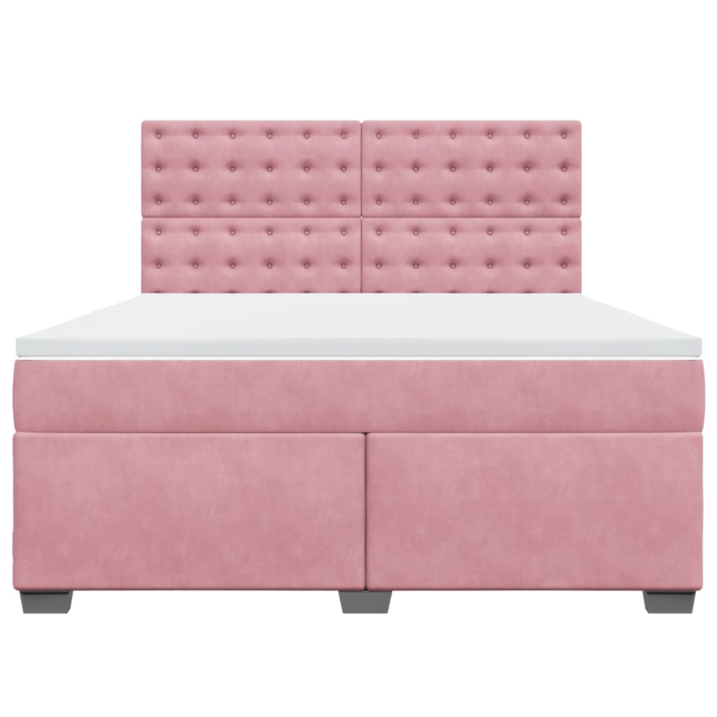 Boxspring met matras fluweel roze 180x200 cm is nu te koop bij PeponiXL, paradijselijk wonen!