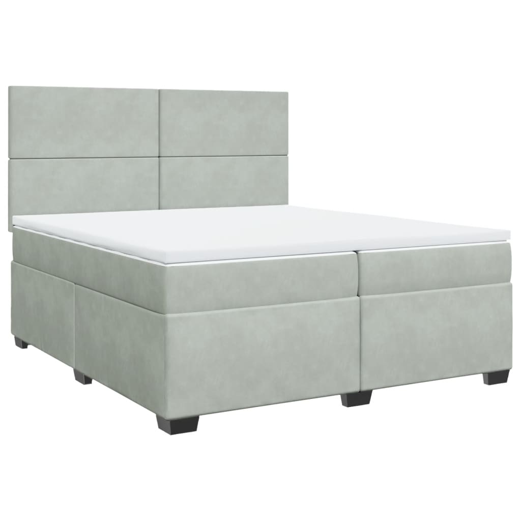 Boxspring met matras fluweel lichtgrijs 200x200 cm is nu te koop bij PeponiXL, paradijselijk wonen!