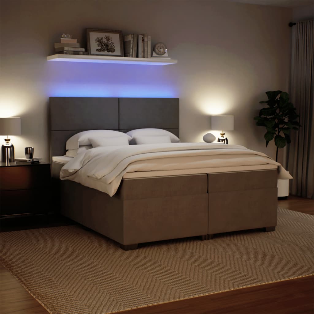 Boxspring met matras fluweel lichtgrijs 200x200 cm is nu te koop bij PeponiXL, paradijselijk wonen!