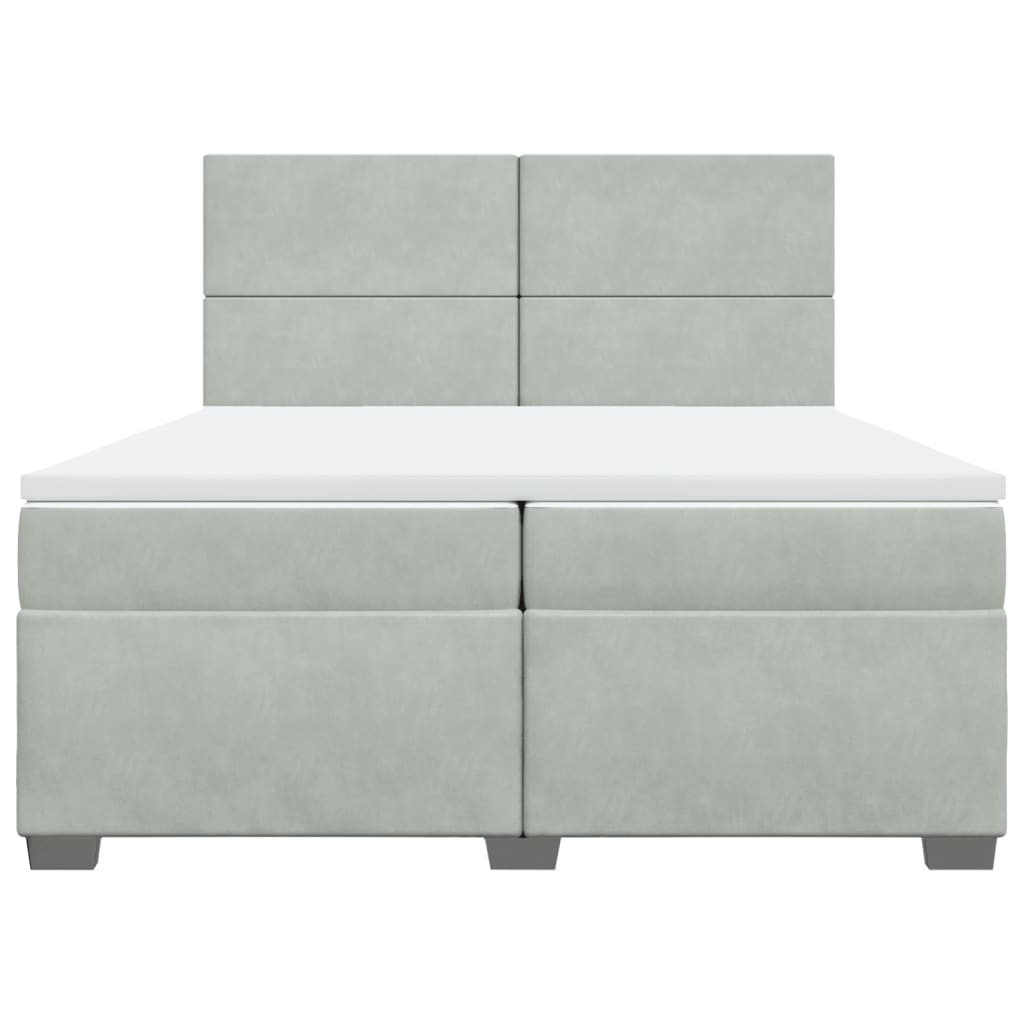 Boxspring met matras fluweel lichtgrijs 200x200 cm is nu te koop bij PeponiXL, paradijselijk wonen!