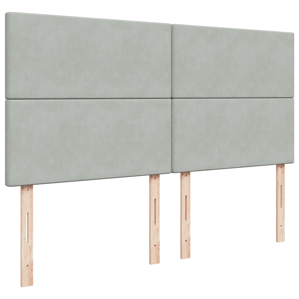 Boxspring met matras fluweel lichtgrijs 200x200 cm is nu te koop bij PeponiXL, paradijselijk wonen!
