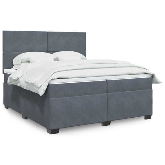 Boxspring met matras fluweel donkergrijs 200x200 cm is nu te koop bij PeponiXL, paradijselijk wonen!